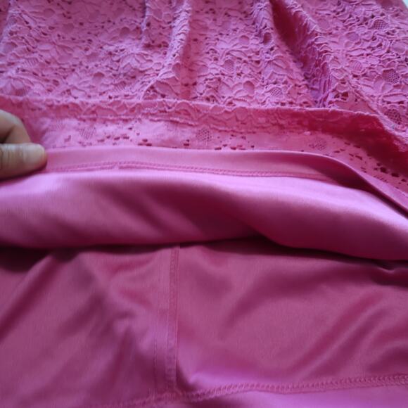 Ronni Nicole Pink Lace Sleeveless Dress XL Damask Eyelet Scoop Neck Cottage Boho - Picture 11 of 14